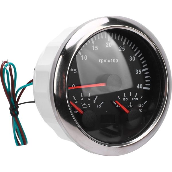 Tachimetro Elettrico 3 In 1, Manometro Dell'olio, Temperatura Dell'acqua, 3/8 Di Pollice, 4000 Giri/Min, Da 0 A 10 Bar, 40-120 °C, 7 Colori, Retroilluminazione, Per Camper, Yacht, Camion, Quadrante Nero, Ghiera Argentata-image