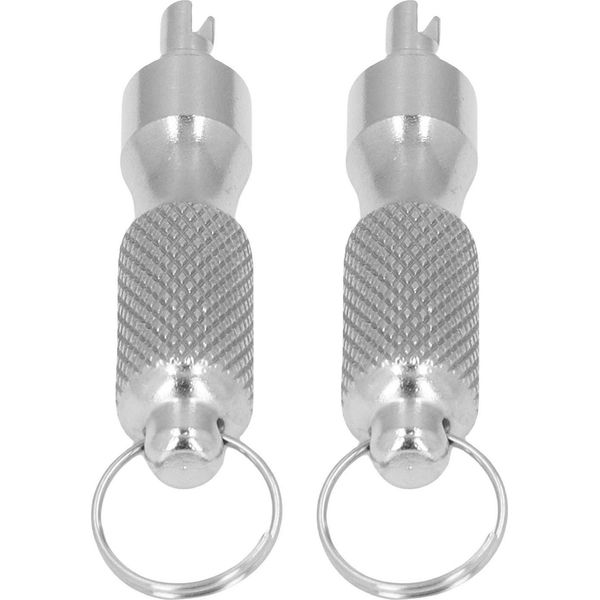 Strumento Per La Rimozione Del Nucleo Della Valvola In 2 Pezzi Con Portachiavi, Stelo Del Pneumatico Portatile In Acciaio Inox Per La Riparazione Di Biciclette, Auto E Moto-image