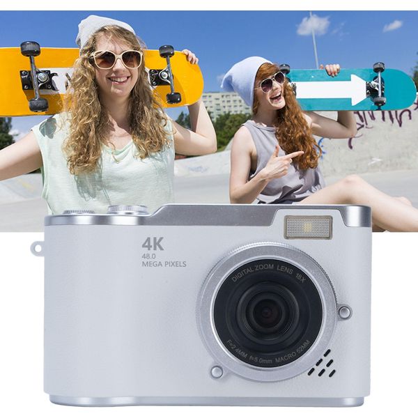 Fotocamera Digitale 1080P 48MP Display Hd Da 2,4 Pollici Zoom Elettronico 8X Video Bianco-image