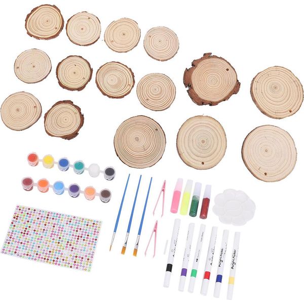 Set In Legno Da Colorare E Da Lavorare Per Bambini, Dischi In Legno Fosforescenti Con Set Di Attività Per Bambini E Bambine A Partire Dai 3 Anni-image