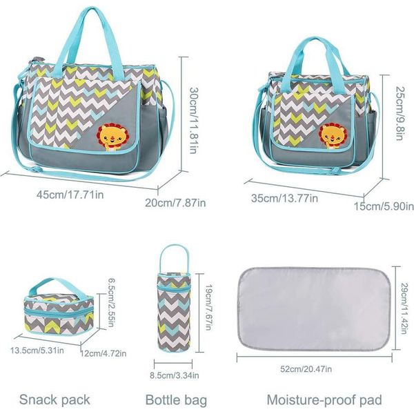 5 Pezzi Borsa Mamma Per Biberon, Cibo, Pannolini, Grande Capacità, Maternità-image