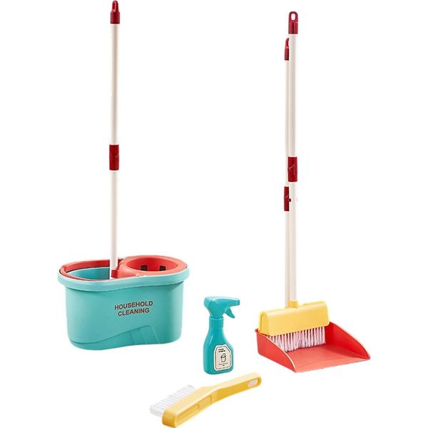 Set Di Giocattoli Per La Pulizia 6 In 1 Per Bambini Dai 3 Ai 6 Anni, Con Scopa, Paletta, Mocio, Secchio, Spazzola, Flacone Spray, 6 Pezzi-image