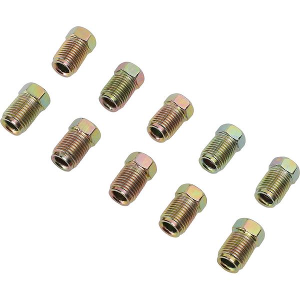 10 Connettori Per Tubi Freno Con Filettatura Da 3/8 Di Pollice 10 X 1 Mm Svasatura Metrica Inversa Per Tubi Da 3/16-image