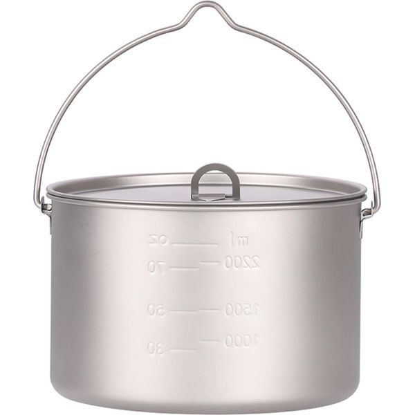 Lixada 2.8L Pentola In Titanio Ultraleggera Portatile Appesa Con Coperchio Campeggio All'aperto Escursionismo Zaino In Spalla-image