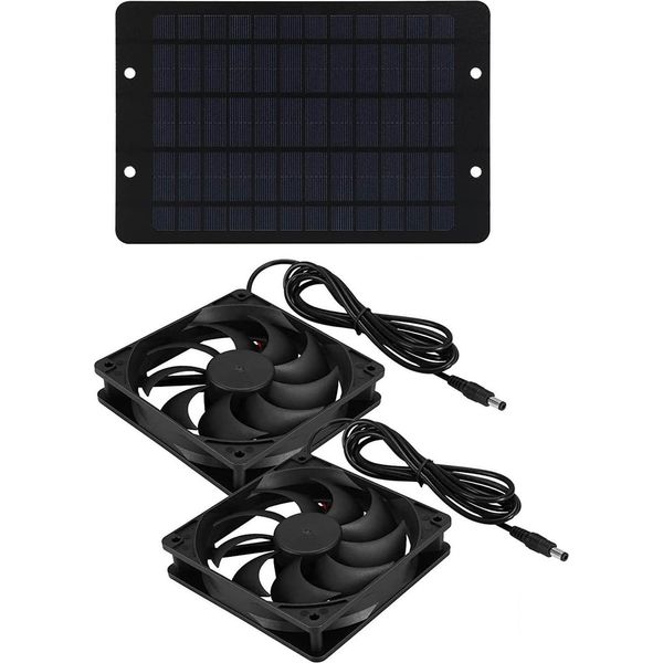 Kit Ventilatore Di Scarico Ad Energia Solare 10W 12V Pannello Solare Kit Doppio Ventilatore Per Serra Chicken Coop Doghouse Shed Barn-image