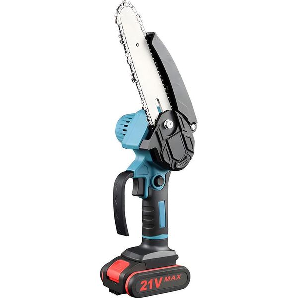 Mini Motosega 4 Pollici 6 Pollici Motosega Portatile Con Blocco Di Sicurezza 2 Catene 21V Ricaricabile A Batteria Cordless Motosega Elettrica Per Rami Legno Taglio Alberi-image