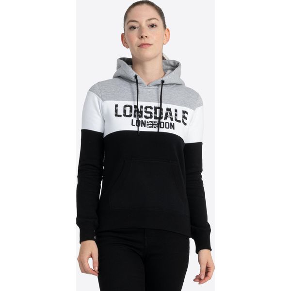 Felpa Da Donna Con Cappuccio Penbryn Nero/Bianco/Grigio Marl Xl Lonsdale-image