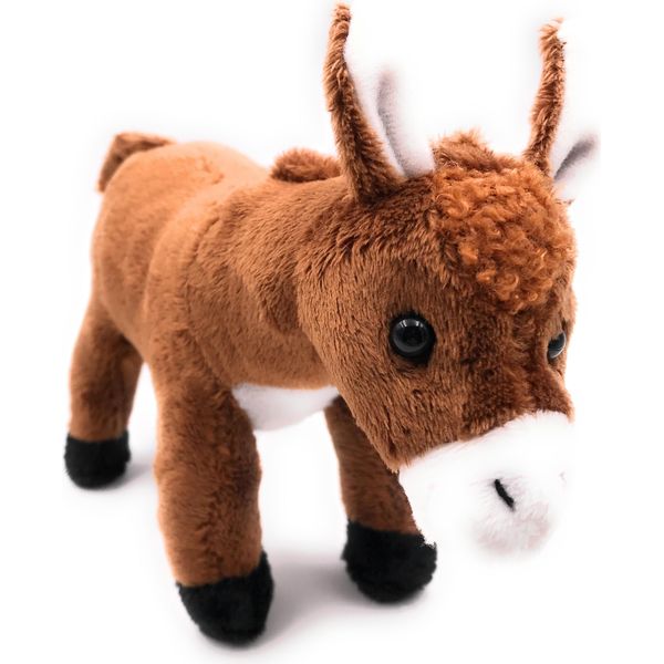 Onwomania Peluche In Tessuto Animale Asino Marrone In Piedi 23 Cm-image