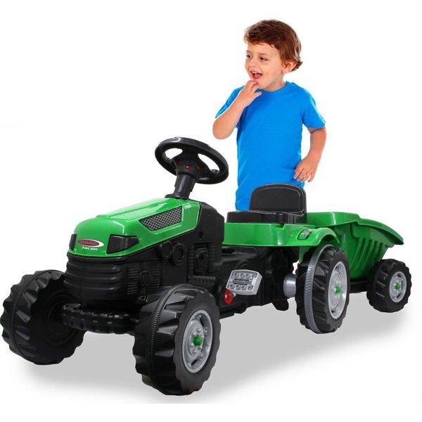 Trattore A Pedali Con Rimorchio Strong Bull Green-image