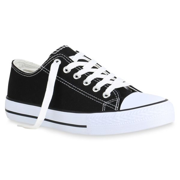 Mytrendshoe Scarpe Da Ginnastica Basse Donna Scarpe Casual Allacciate 821585, Colore: Nero, Taglia: 36-image