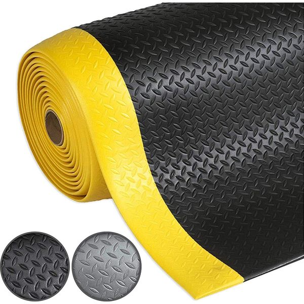 Tappetino Anti-Fatica Dyna-Protect Allevia La Pressione Sulle Articolazioni Diamante Nero-Giallo 60X500 Cm-image