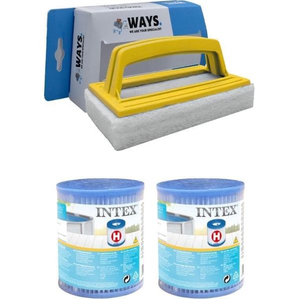 Intex - Confezione Economica - Filtro Ad H Adatto Alla Pompa Filtro 28602GS - 2 Pezzi & Spazzola Ways-image