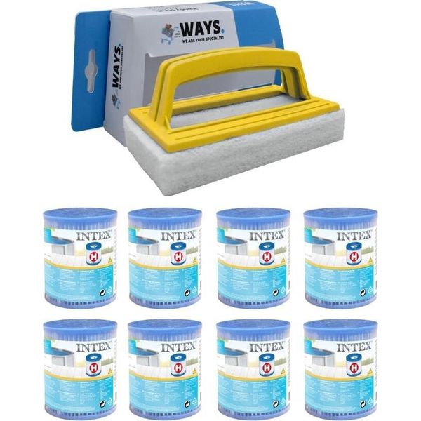 Intex - Confezione Economica - Filtro Ad H Adatto Alla Pompa Filtro 28602GS - 8 Pezzi & Spazzola Ways-image