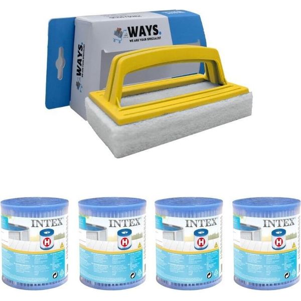 Intex - Confezione Economica - Filtro Ad H Adatto Alla Pompa Filtro 28602GS - 4 Pezzi & Spazzola Ways-image