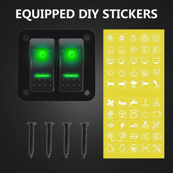 Interruttore A Bilanciere A 2 Velocità, 12-24 V, Led Verde, Universale Per Auto, Autobus, Camion, Barca, Spazzatrice, Spruzzatore, Yacht-image