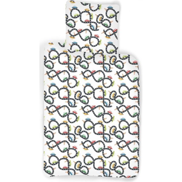 Biancheria Da Letto Per Bambini Con Auto Da Corsa 100 X 135 Cm 100% Cotone-image