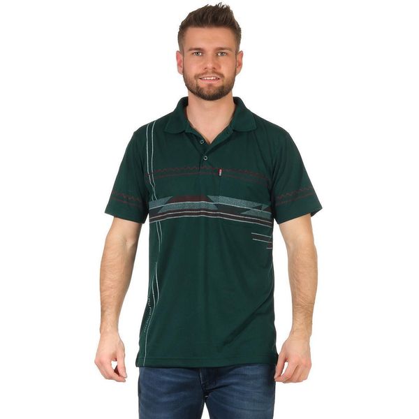 T-Shirt Polo Da Uomo Polo A Maniche Corte Con Motivo, Verde Scuro M-image