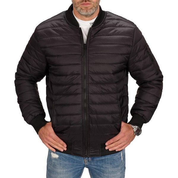 Giacca Sportiva Da Uomo Giacca Di Transizione Giacca Di Sudore Giacca Trapuntata Giacca Bomber Nero L-image