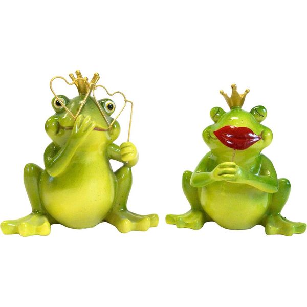 Rana Con Bocca Che Bacia O Bicchieri Set Medio Di 2 Circa 12 Cm - Statuetta Decorativa-image