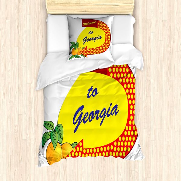 Abakuhaus Georgia Set Copripiumino Per Letti Singoli, Freccia Simbolica E Pesche, Antiacaro, Adatto A Chi Soffre Di Allergie, Con Federa, 135 Cm X 200 Cm - 80 X 80 Cm, Giallo Vermiglio-image