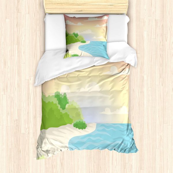 Abakuhaus Set Copripiumino Grafico Per Letti Singoli, Ocean Bay Baum Himmel, Antiacaro, Adatto A Chi Soffre Di Allergie, Con Federa, 135 Cm X 200 Cm - 80 X 80 Cm, Multicolore-image
