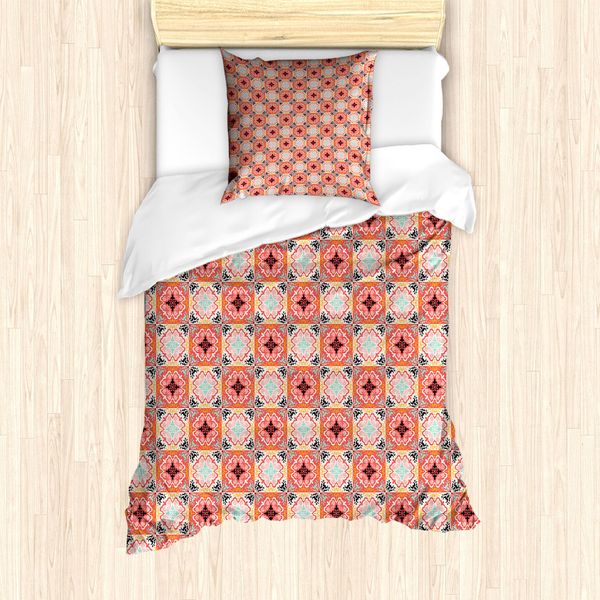 Abakuhaus Set Copripiumino Messicano Per Letti Singoli, Floral Inspired Talavera, Antiacaro, Adatto A Chi Soffre Di Allergie, Con Federa, 135 Cm X 200 Cm - 80 X 80 Cm, Multicolore-image