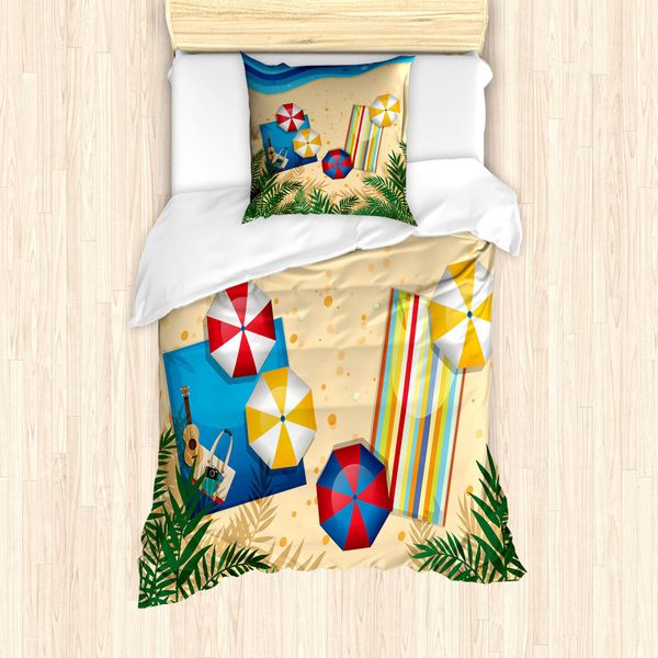 Abakuhaus Set Copripiumino Con Motivo Grafico Per Letti Singoli, Ruhige KüSte Fun, Antiacaro, Adatto A Chi Soffre Di Allergie, Con Federa, 135 Cm X 200 Cm - 80 X 80 Cm, Multicolore-image