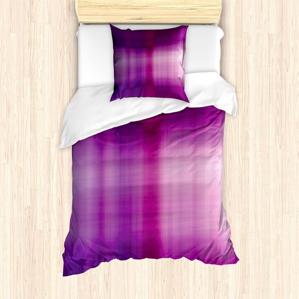 Abakuhaus Set Copripiumino Artistico Astratto Per Letti Singoli, Modern Blur, Antiacaro, Adatto A Chi Soffre Di Allergie, Con Federa, 135 Cm X 200 Cm - 80 X 80 Cm, Viola Scuro Magenta-image
