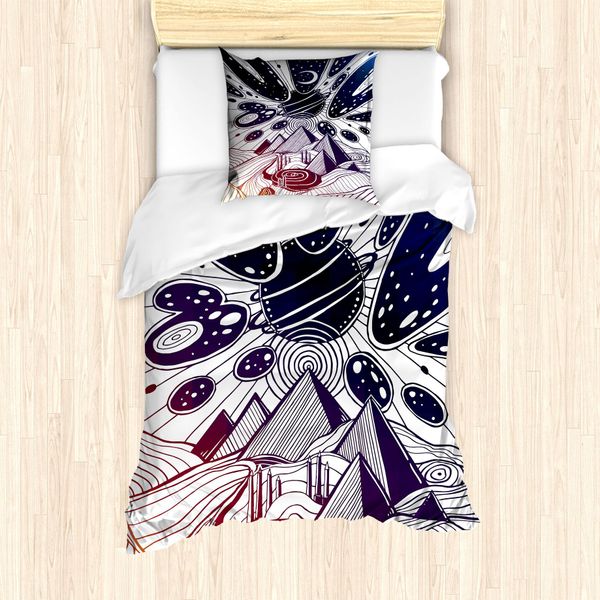 Abakuhaus Set Copripiumino Astratto Per Letti Singoli, Paesaggio Desertico Da Sogno, Antiacaro, Adatto A Chi Soffre Di Allergie, Con Federa, 135 Cm X 200 Cm - 80 X 80 Cm, Multicolore-image