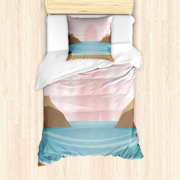 Abakuhaus Set Copripiumino Grafico Per Letti Singoli, Bay E Pastell Himmel, Antiacaro, Adatto A Chi Soffre Di Allergie, Con Federa, 135 Cm X 200 Cm - 80 X 80 Cm, Rose Cocoa-image