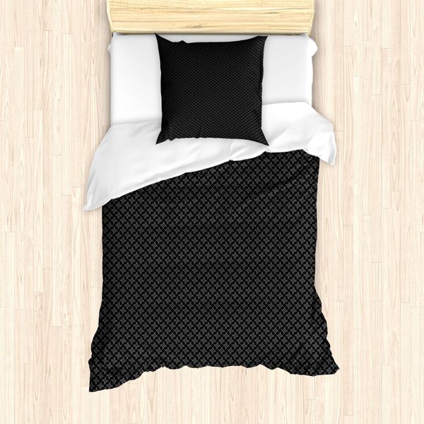 Abakuhaus Set Copripiumino In Carboncino Per Letti Singoli, Stelle Geometriche Monocromatiche, Antiacaro, Adatto A Chi Soffre Di Allergie, Con Federa, 135 Cm X 200 Cm - 80 X 80 Cm, Grigio Antracite-image