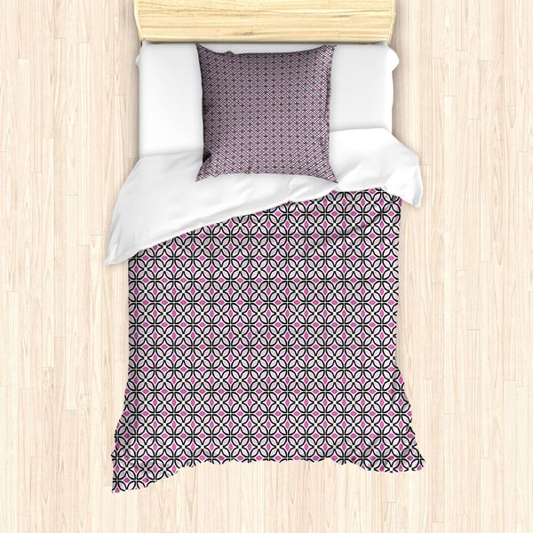 Abakuhaus Set Copripiumino Per Letto Singolo, Motivi Circolari Dai Toni Vivaci, Antiacaro E Anallergico, Con Federa, 135 Cm X 200 Cm - 80 X 80 Cm, Malva Chiaro E Rosa-image
