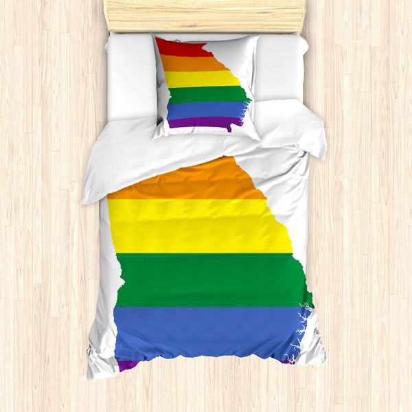Abakuhaus Georgia Set Copripiumino Per Letti Singoli, Strisce Colorate Gay Pride, Antiacaro, Adatto A Chi Soffre Di Allergie, Con Federa, 135 Cm X 200 Cm - 80 X 80 Cm, Multicolore-image
