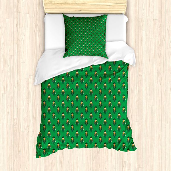 Abakuhaus Set Copripiumino Per Letto Singolo, Chunky Irish Mann Con Tubo, Antiacaro, Adatto A Chi Soffre Di Allergie, Con Federa, 135 Cm X 200 Cm - 80 X 80 Cm, Verde Senape Chiaro-image