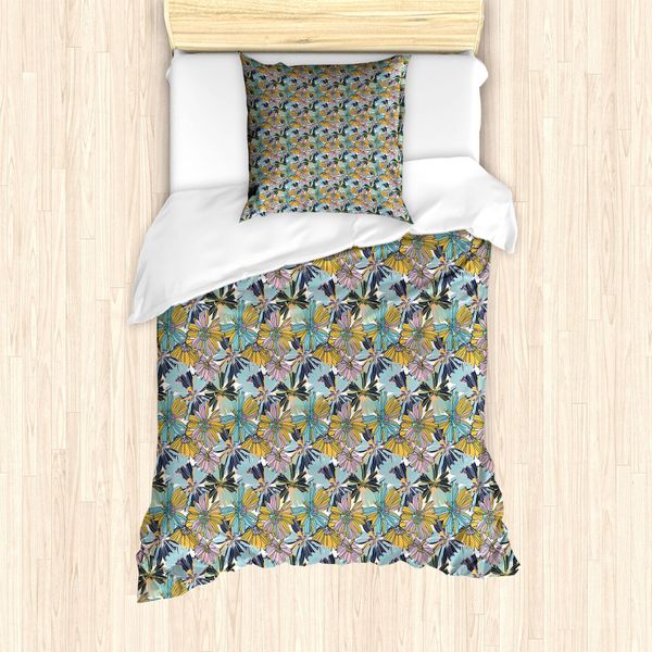 Abakuhaus Set Copripiumino Per Letto Singolo, Motivo Floreale Giardino, Antiacaro, Adatto A Chi Soffre Di Allergie, Con Federa, 135 Cm X 200 Cm - 80 X 80 Cm, Multicolore-image