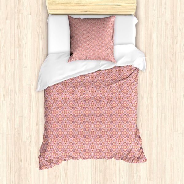 Abakuhaus Set Copripiumino Marocchino Per Letti Singoli, Colori Vivaci, Filigranato, Antiacaro, Adatto A Chi Soffre Di Allergie, Con Federa, 135 Cm X 200 Cm - 80 X 80 Cm, Multicolore-image