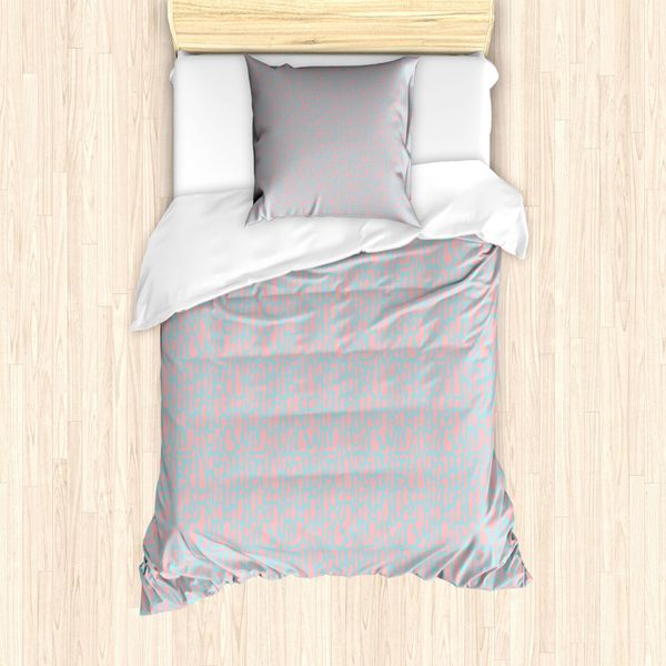 Abakuhaus Set Copripiumino Blu E Rosa Per Letti Singoli, Rettangoli Deformati, Antiacaro, Adatto A Chi Soffre Di Allergie, Con Federa, 135 Cm X 200 Cm - 80 X 80 Cm, Rosa Chiaro E Azzurro-image