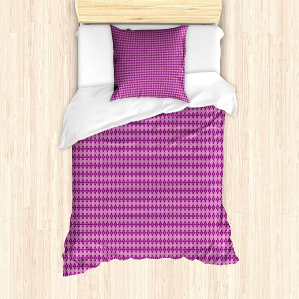 Abakuhaus Set Copripiumino Quatrefoil Per Letti Singoli, Rosa Orientale E Viola, Antiacaro, Adatto A Chi Soffre Di Allergie, Con Federa, 135 Cm X 200 Cm - 80 X 80 Cm, Viola E Rosa-image