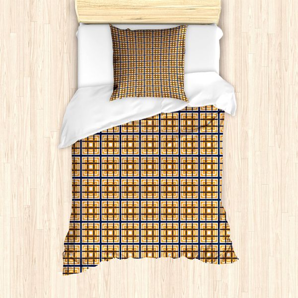 Abakuhaus Set Copripiumino Astratto Per Letti Singoli, Motivo Geometrico Moderno, Antiacaro, Adatto A Chi Soffre Di Allergie, Con Federa, 135 Cm X 200 Cm - 80 X 80 Cm, Violet Blue Marigold-image