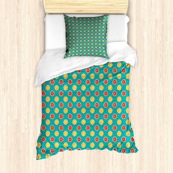 Abakuhaus Set Copripiumino Per Letto Singolo, Pop Vivid Citrus Scheibe, Antiacaro, Adatto A Chi Soffre Di Allergie, Con Federa, 135 Cm X 200 Cm - 80 X 80 Cm, Giallo Seafoam-image
