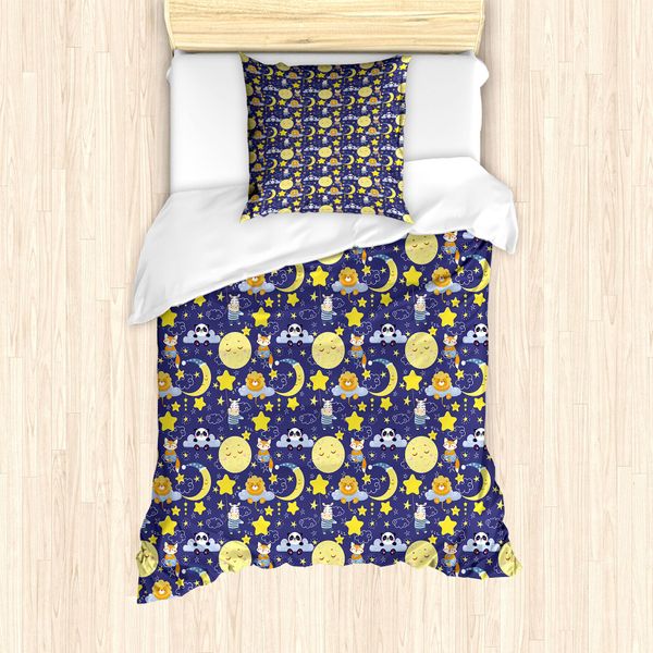 Abakuhaus Set Copripiumino Per Letti Singoli, Animali Dormienti Cartoon, Antiacaro, Adatto A Chi Soffre Di Allergie, Con Federa, 135 Cm X 200 Cm - 80 X 80 Cm, Multicolore-image