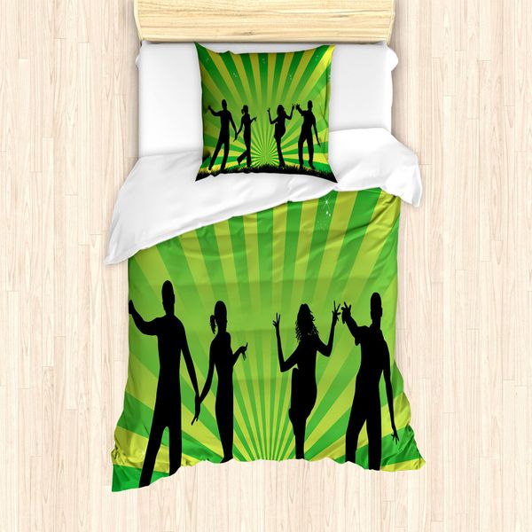 Abakuhaus Set Copripiumino Per Letto Singolo, Tanzen Jugend Shade Kunst, Antiacaro, Adatto A Chi Soffre Di Allergie, Con Federa, 135 Cm X 200 Cm - 80 X 80 Cm, Grigio Verde Mela-image