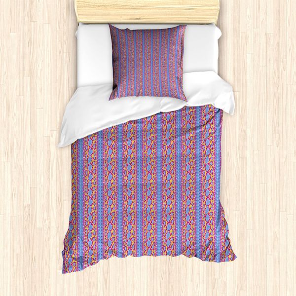 Abakuhaus Snakeskin Stampa Set Copripiumino Per Letti Singoli, Reptili Selvaggi - Arte, Antiacaro Adatto A Chi Soffre Di Allergie Con Federa, 135 Cm X 200 Cm - 80 X 80 Cm, Magenta Blu Azzurro-image