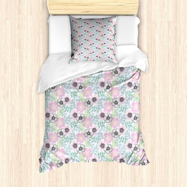 Abakuhaus Set Copripiumino Per Letto Singolo Flora, Spring Garden Growth Essence, Antiacaro, Adatto A Chi Soffre Di Allergie, Con Federa, 135 Cm X 200 Cm - 80 X 80 Cm, Multicolore-image