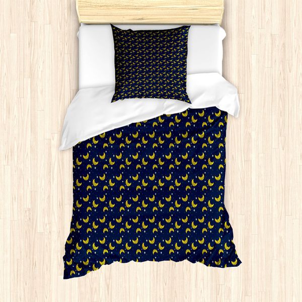 Abakuhaus Set Copripiumino Magic Moon Per Letti Singoli, Stelle Semplici Kipferl, Antiacaro, Adatto A Chi Soffre Di Allergie, Con Federa, 135 Cm X 200 Cm - 80 X 80 Cm, Blu Multicolore-image