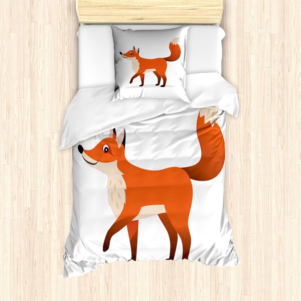 Abakuhaus Set Copripiumino Per Letto Singolo, Coyote Graphic, Antiacaro, Adatto A Chi Soffre Di Allergie, Con Federa, 135 Cm X 200 Cm - 80 X 80 Cm, Champagne Burnt Orange-image