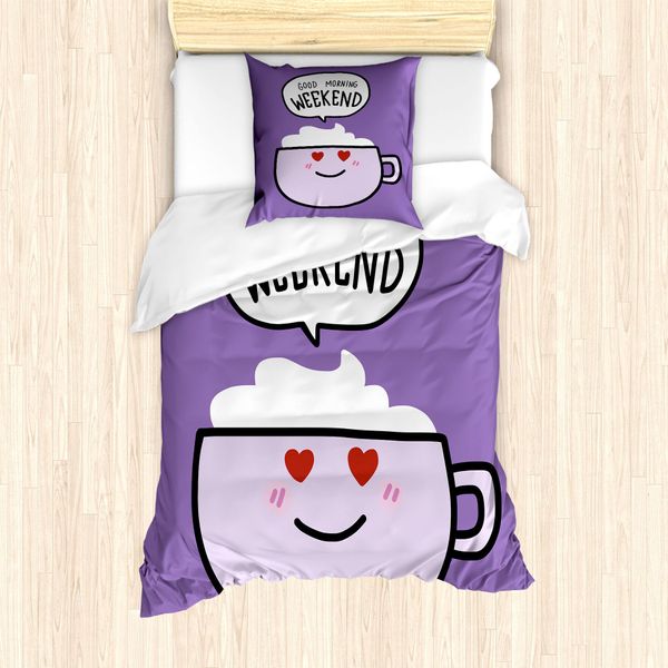 Abakuhaus Set Copripiumino Per Letto Singolo, Morgen Wochenende, Antiacaro, Adatto A Chi Soffre Di Allergie, Con Federa, 135 Cm X 200 Cm - 80 X 80 Cm, Viola Lilla-image