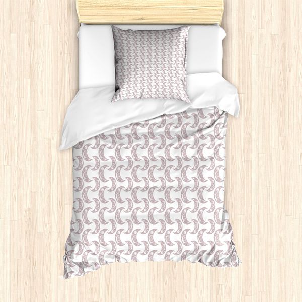 Abakuhaus Set Copripiumino Magic Moon Per Letti Singoli, Mezzaluna Celeste, Antiacaro, Adatto A Chi Soffre Di Allergie, Con Federa, 135 Cm X 200 Cm - 80 X 80 Cm, Bianco Rosa Pallido-image