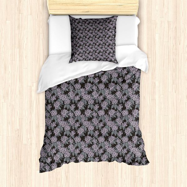 Abakuhaus Set Copripiumino Per Letto Singolo, Bouquet Di Ortensie E Foglie, Antiacaro E Anallergico, Con Federa, 135 Cm X 200 Cm - 80 X 80 Cm, Taupe Mauve-image