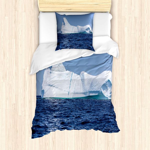 Set Copripiumino Abakuhaus Ice Berg Per Letti Singoli, Paesaggio Oceanico Gelido, Antiacaro, Adatto A Chi Soffre Di Allergie, Con Federa, 135 Cm X 200 Cm - 80 X 80 Cm, Multicolore-image